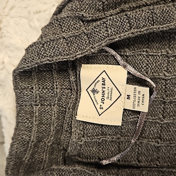 St John's Bay open front hi-lo gray knit cardigan Medium Office Travel - Picture 4 of 10